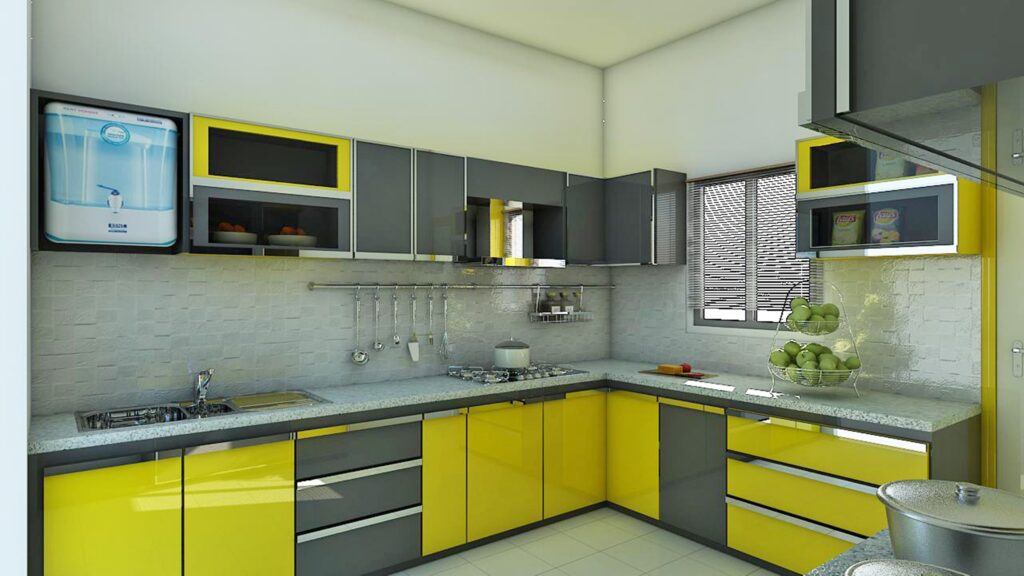 Grey and Yellow Kitchen Cabinets