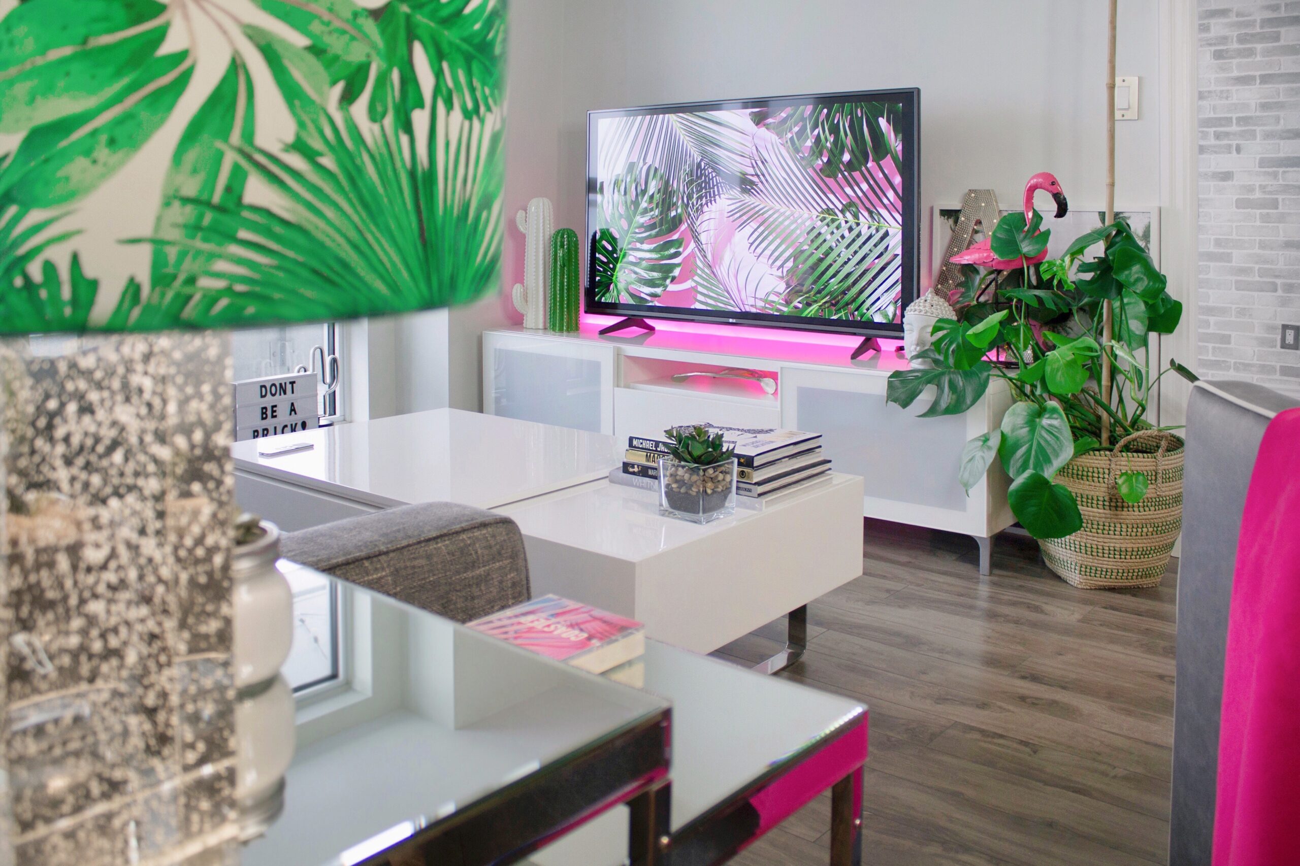 Floral Colors Living Room with LED TV